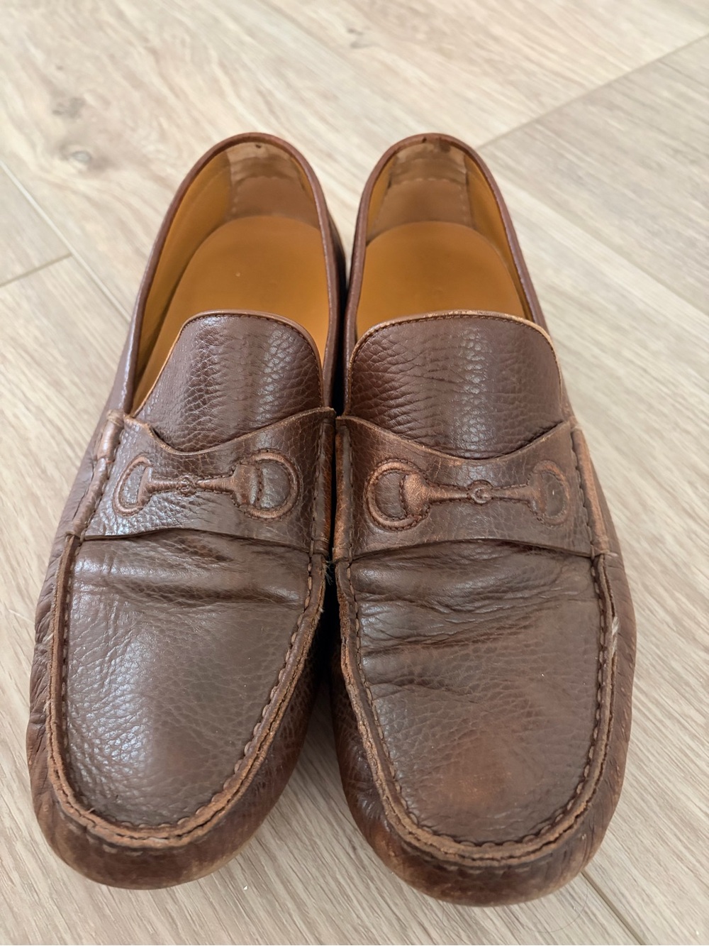 Vintage Gucci Horsebit Embossed Leather Loafers Mens 9
